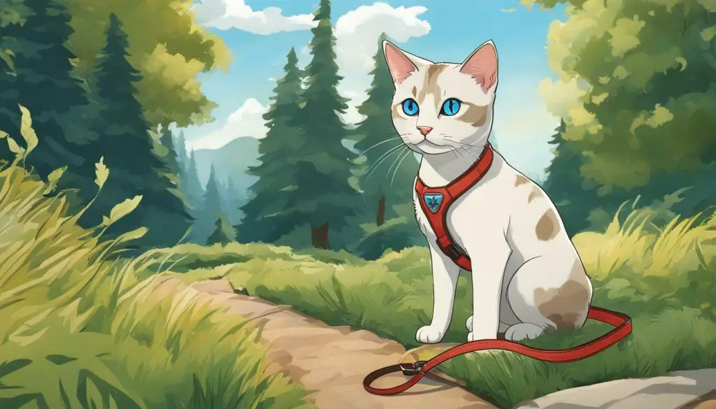 Colorpoint Shorthair Cat on a leash