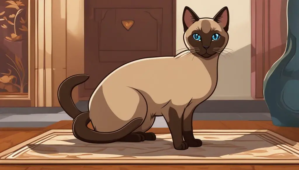 Tonkinese cat sitting on a carpet