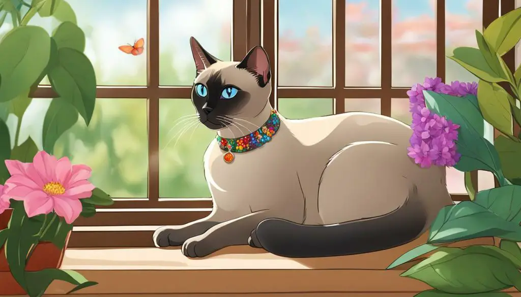 Tonkinese cat with flea prevention collar
