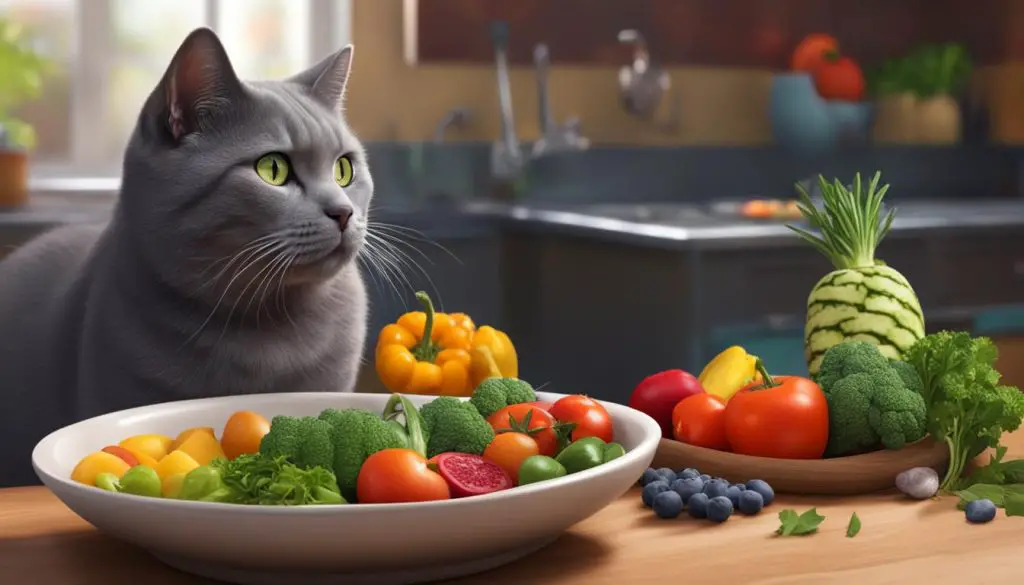 Chartreux cat eating