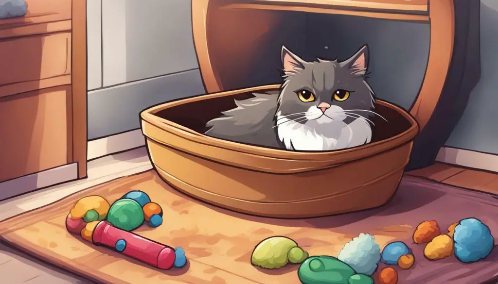 Litter box with Persian cat