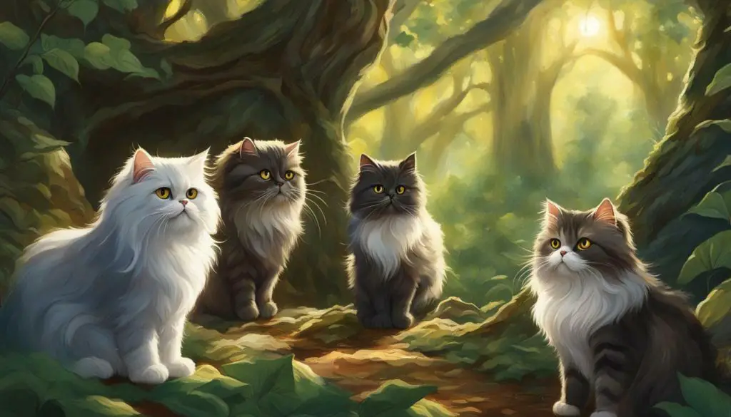 Persian cats exploring a new territory