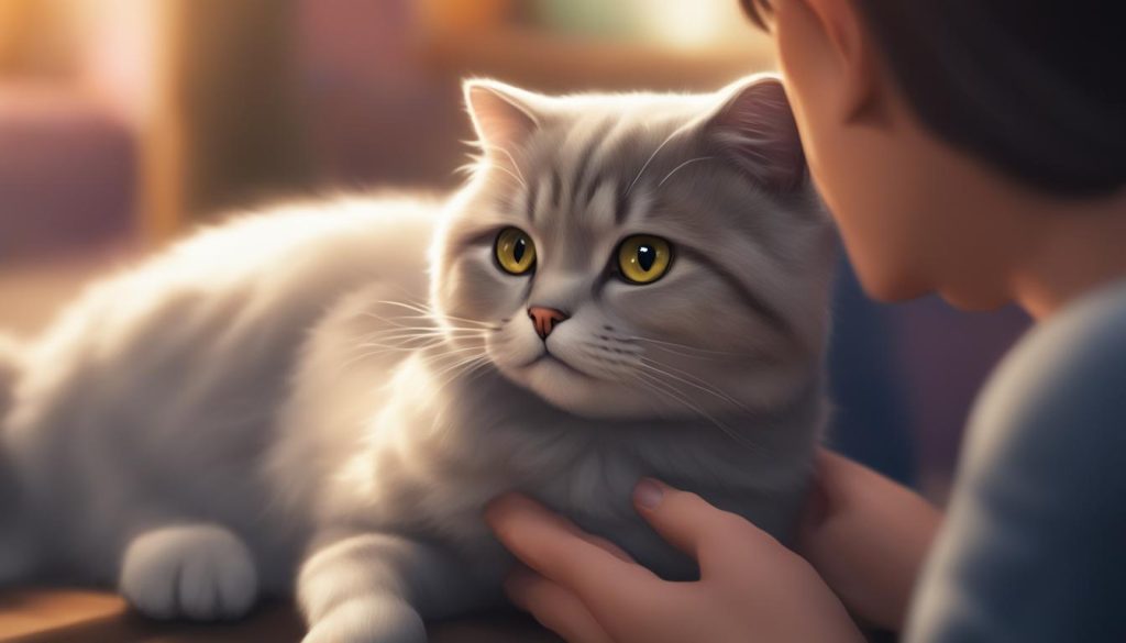 Scottish Fold cat being petted
