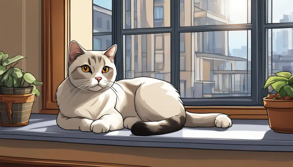 Scottish Fold cat sitting on a windowsill